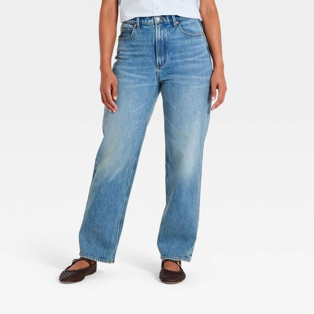 Women's Vintage Straight Pants - Universal Thread Dark Wash 6 Long - Picture 4 of 4